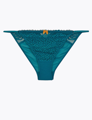 Marks and Spencer Leopard Lace Tanga Brazilian Knickers