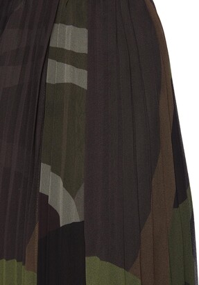 Sacai x KAWS Belted Camouflage Print Pleated Chiffon Midi Skirt
