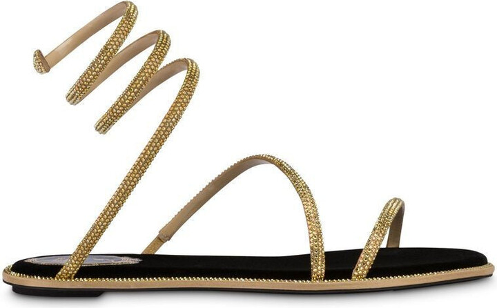 Cleo Black And Gold Flat Sanda
