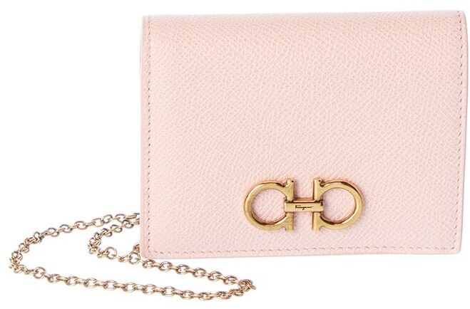 Ferragamo Gancini Compact Leather Wallet On Chain - ShopStyle