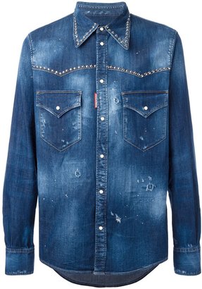 DSQUARED2 studded distressed Western shirt