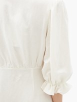 Thumbnail for your product : Adriana Degreas Plunge-neck Linen-blend Mini Dress - Ivory