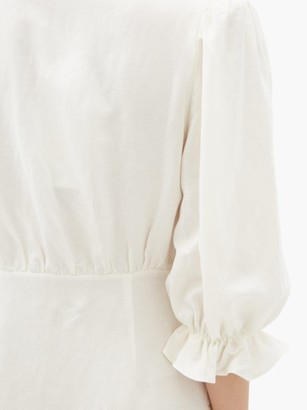 Adriana Degreas Plunge-neck Linen-blend Mini Dress - Ivory