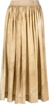 Pleated Silk Midi Skirt 