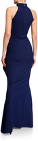 Thumbnail for your product : Chiara Boni Side Ruched Halter Gown with Asymmetric Ruffle