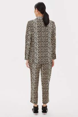 Topshop Womens Brown Leopard Suit Trousers - Brown