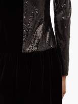 Thumbnail for your product : Dundas Puff-sleeve Sequinned Velvet Mini Dress - Womens - Black Multi