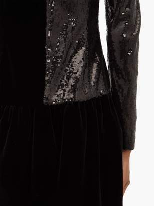 Dundas Puff-sleeve Sequinned Velvet Mini Dress - Womens - Black Multi