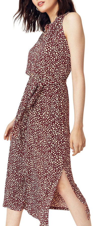 oasis red animal shirt dress