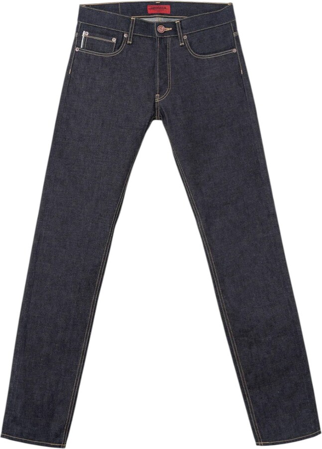 Din & Deen Blue Slim Fit Raw Red Selvedge Denim Jeans Katana Collection