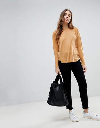 ASOS Design T-Shirt with Long Sleeve in Linen Mix