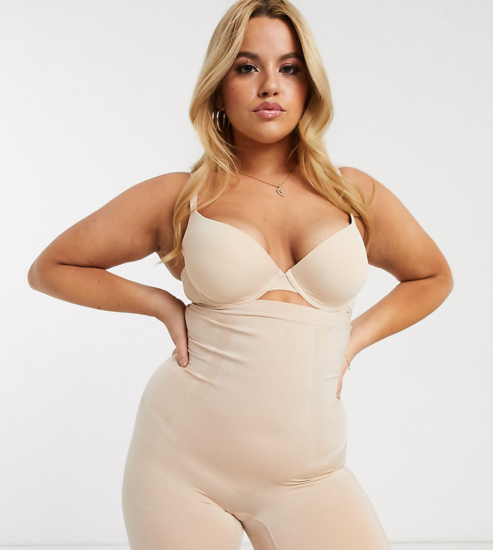 Curve Oncore high-waisted mid-thigh super firm shaping short in beige