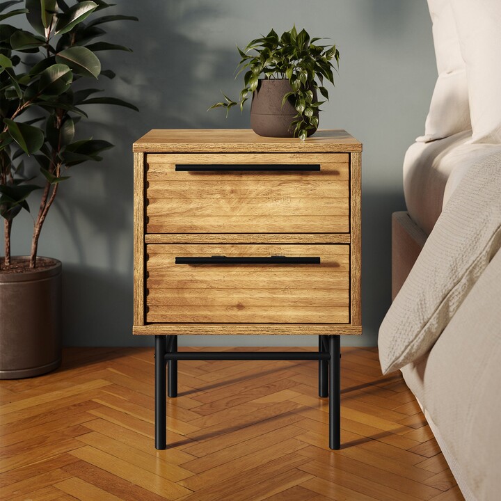 Dunelm Bryant 2 Drawer Bedside, Mango Wood Effect Natural ShopStyle