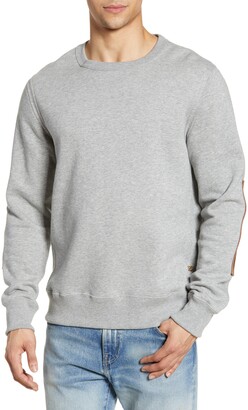 Billy Reid Dover Crewneck Sweatshirt with Leather Elbow Patches