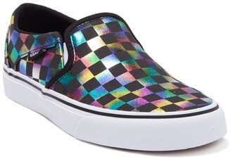 Vans Asher Iridescent Checkerboard Slip-On Sneaker - ShopStyle
