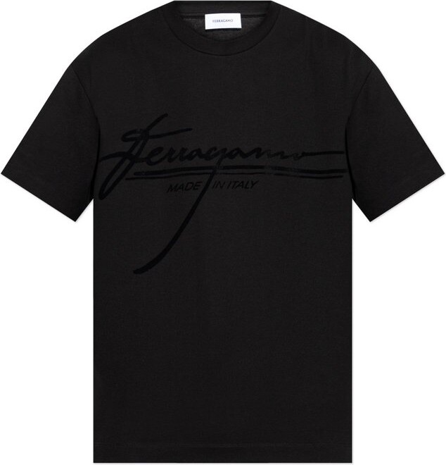 Ferragamo Flocked Logo Crewneck T-Shirt