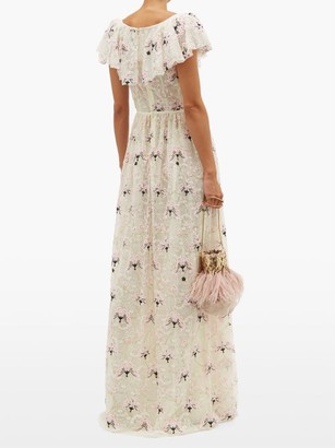 Giambattista Valli Floral-embroidered Chantilly-lace Tulle Gown - Ivory Multi