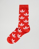Thumbnail for your product : adidas 2 Pack Red Trefoil Print Socks