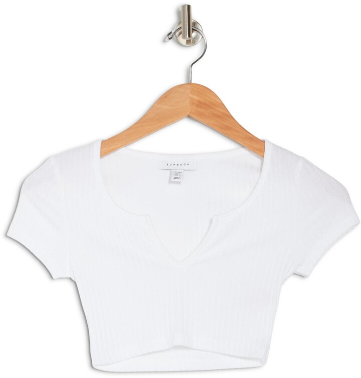 Topshop Ribbed Notch Neck Crop Top - ShopStyle T-shirts