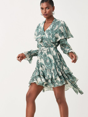 Diane von Furstenberg Simone Metallic Silk Mini Wrap Dress