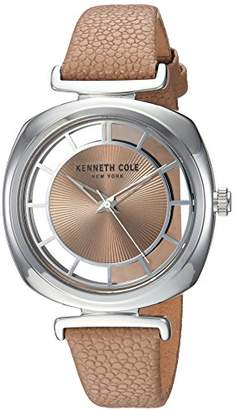 Kenneth Cole New York Women's 'Transparency' Quartz Brass-Plated-Stainless-Steel and Leather Dress Watch
