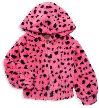 Pistachio Baby Girls Allover Animal Print Faux Fur Jacket 