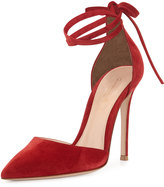 Thumbnail for your product : Gianvito Rossi Suede Pointed-Toe Ankle-Wrap Pump, Granata