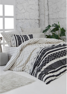 Asir Group INC Marcela Cream/Black 100% Cotton Duvet Cover Set