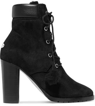 Jimmy Choo Elba 95 Shearling-lined Suede Ankle Boots - Black