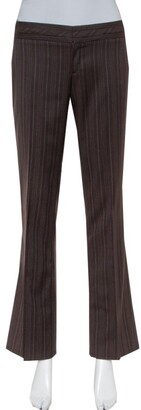 Gucci Brown Pinstriped Wool Flared Leg Trousers S