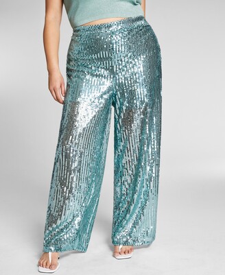 INC International Concepts Jeannie Mai X Plus Size Sheer Sequin Pants, Created for Macy's