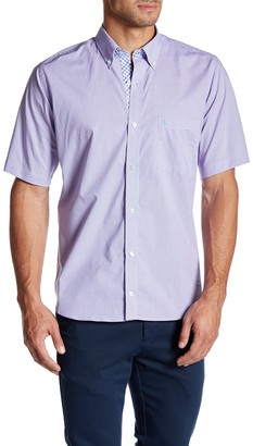 Tailorbyrd W Wilson Short Sleeve Plaid Trim Fit Shirt