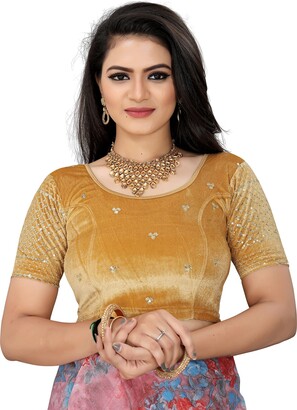 IMTRA FASHION Saree-Bluse Damen - Schwer Bestickt Mit Perlen, Crop-Top Choli