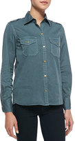 Thumbnail for your product : Velvet by Graham & Spencer Twill Button-Front Blouse, Evergreen