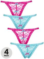 Thumbnail for your product : Sorbet Flirty Lace Open Thongs (4 Pack)