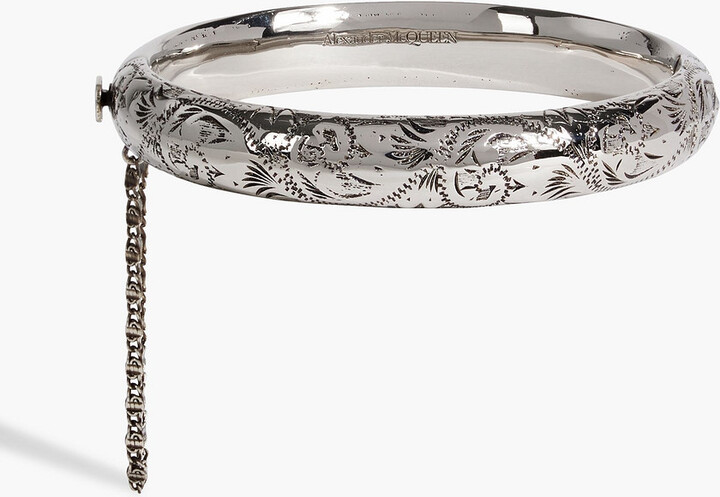 Chain-embellished silver-tone bracelet