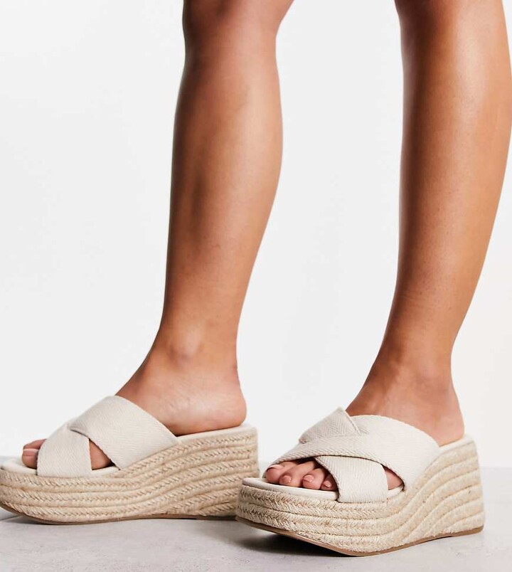 Asos Design Wide Fit Slider Slippers ASOS DESIGN Wide Fit Teddy