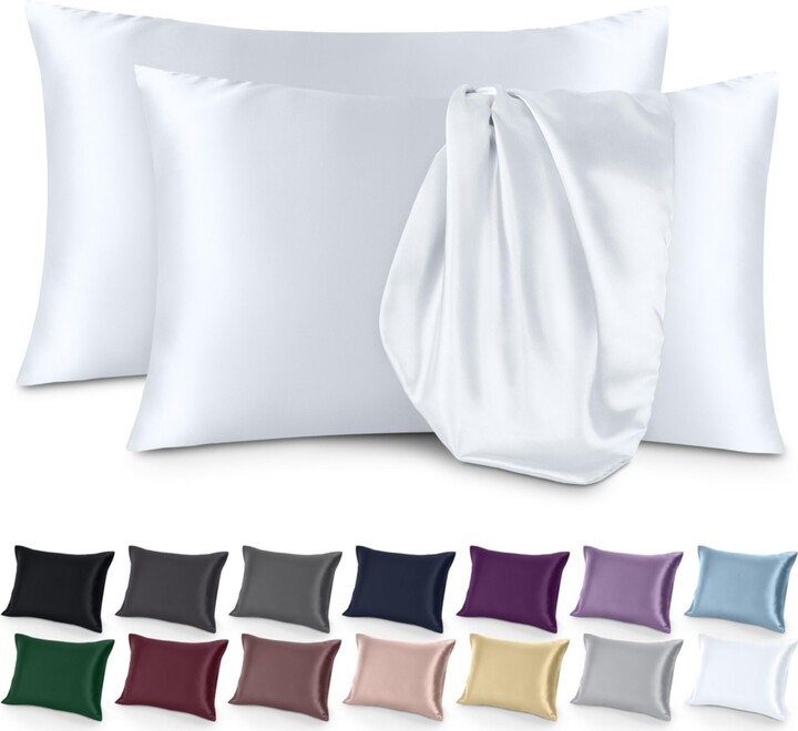 Bare Home Satin Zipper Closure Pillowcase Set