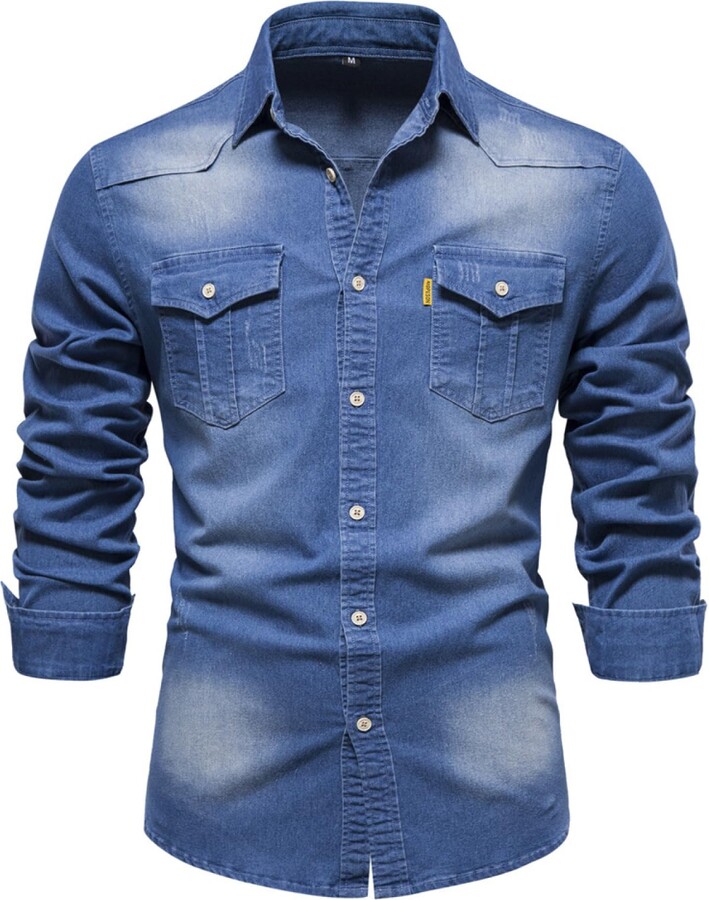 Long Sleeves Lee Cooper Mens Denim Shirts Lee Cooper Long Shirt
