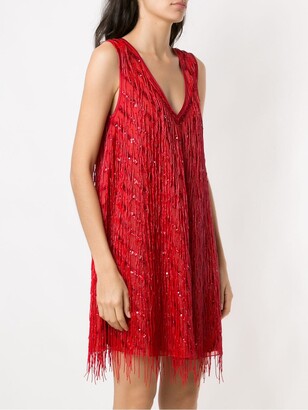 Emporio Armani Fringed Shift Silk Dress