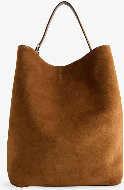 Totême Womens Tan Belted Suede Tote Bag