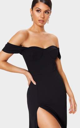 PrettyLittleThing Black Cup Detail Maxi Dress