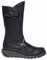 Thumbnail for your product : Fly London New Womens Black Mes 2 Leather Boots Mid-Calf Buckle Zip
