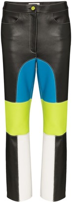 coloured leather trousers