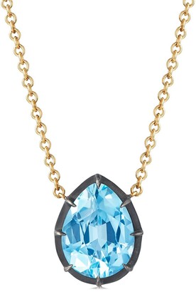 Fred Leighton 18kt Yellow Gold Pear Shape Topaz Collet Solitaire Pendant Necklace