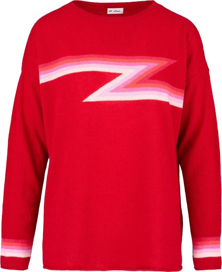 AtLAST Cashmere Sweater In Zigzag Red