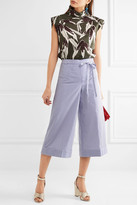 Thumbnail for your product : J.Crew Banada Striped Stretch-cotton Wide-leg Pants - Blue