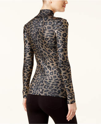 INC International Concepts Leopard-Print Mock-Neck Sweater, Created for Macy's
