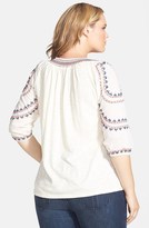 Thumbnail for your product : Lucky Brand Embroidered Stripe Jersey Tee (Plus Size)
