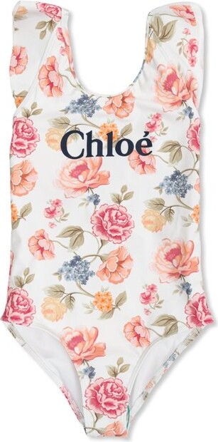 Chloé Children Scoop Neck Floral-Print Swimsuit